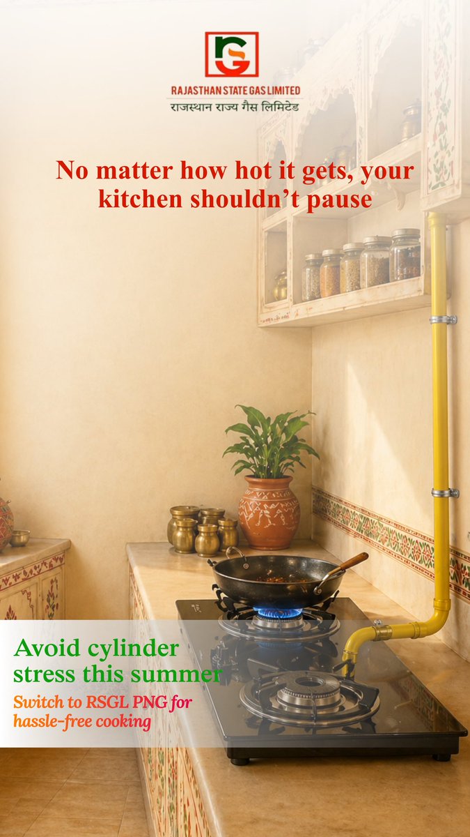 staterajsthan's tweet image. No matter how hot it gets, your kitchen shouldn’t pause. 
Switch to PNG for uninterrupted, hassle-free cooking.

#SwitchToPNG #NonStopZindagi #CleanEnergy #RSGL
