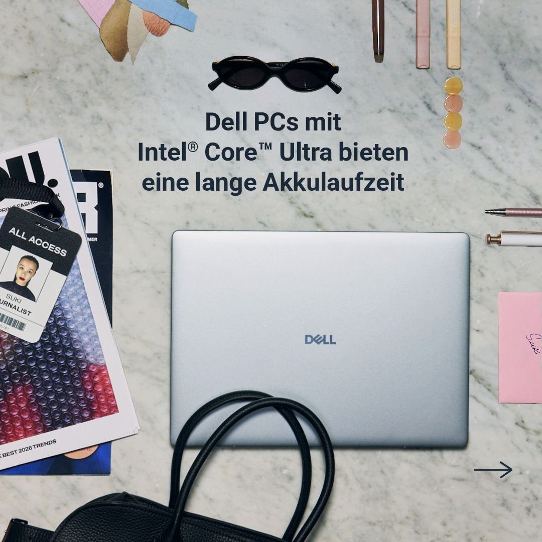DellTechDE's tweet photo. Erledigen Sie alles – und mehr – mit Dell PCs mit langlebigem Akku. @Intel Core Ultra