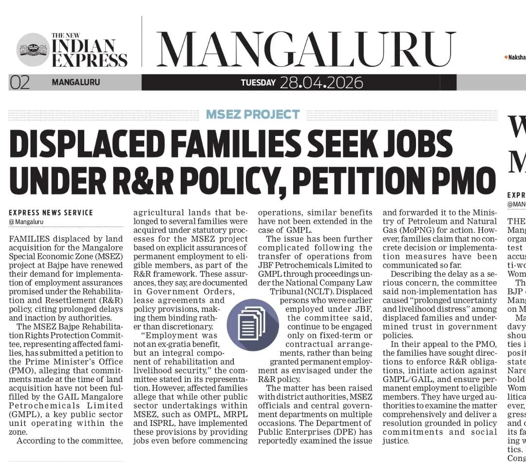 MaheshKotian03's tweet photo. Displaced families still await promised jobs!
Is R&R policy just on paper?
This is a right-deliver justice now.
#FarmerRights #RRPolicy #MSEZ #GMPL
@ChouhanShivraj @OfficeofSSC @MoRD_GoI @HardeepSPuri @PetroleumMin @karkalasunil @bharathshetty_y @UmanathaKotian @krishnabgowda https://t.co/0GYl8BXw4M