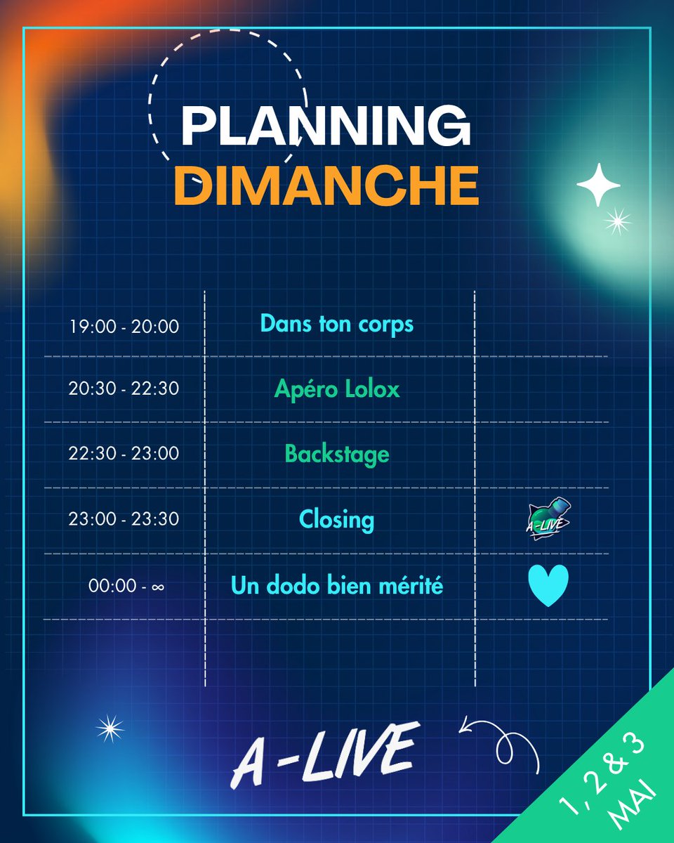 Et on continue de vous dévoiler la programmation pour le dimanche 💙

Vous avez hâte de voir quoi ? 

Dites nous en commentaire 👇

#Alivewithus