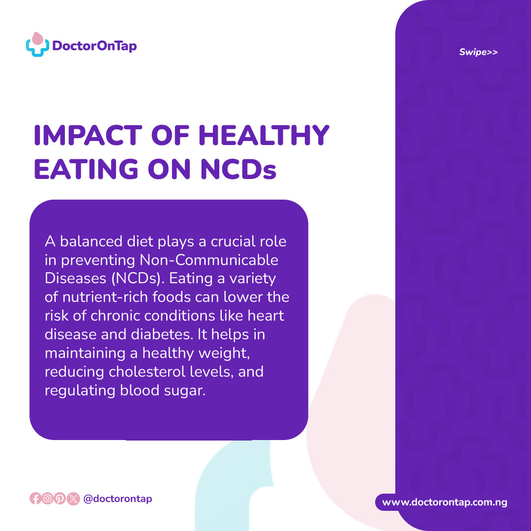 DoctorOnTap's tweet image. What you eat daily is either fighting disease or feeding it.

Prevent Hypertension, Heart Disease &amp;amp; Type 2 Diabetes with the right diet.

Not sure if you’re at risk, call to book a consultation: +234 817 777 7122

#NCDPrevention #HealthyEating #DoctorOnTap #HealthTips