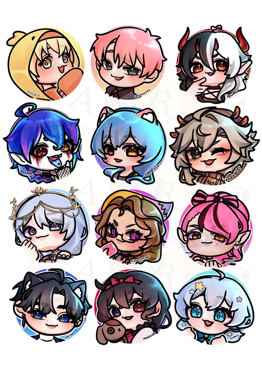 BAAnri_'s tweet photo. aaand we’re done with Vtuber Series batch 1!! 🥳 thank you to everyone that participated hehe >< please look forward to batch 2 as well!! 

also what if we turn the series into vtuber gacha stickers? 🫣 #Vtuber #PhVtuber https://t.co/VmnAObJmiG