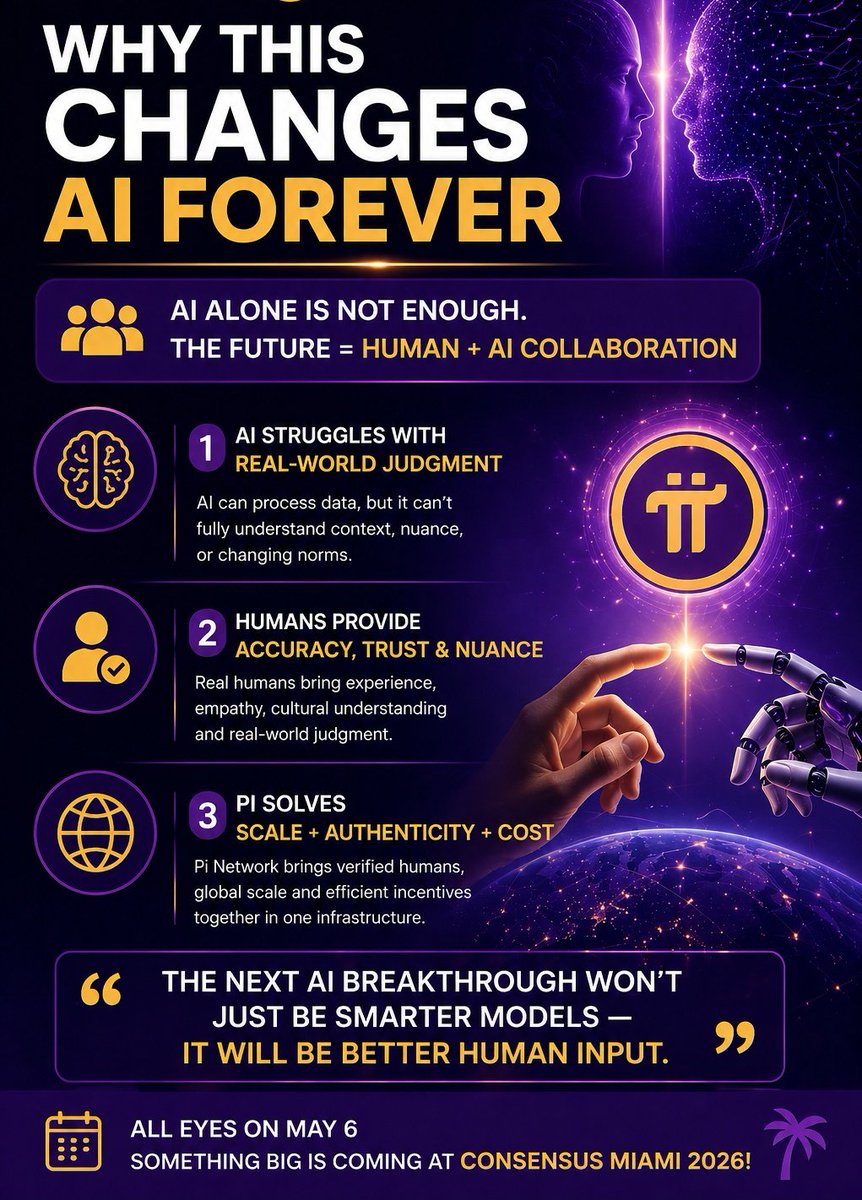 Piprotecter's tweet image. Everyone is building AI…
But Pi is building the humans behind it.
Human + AI = The real future.
Watch May 6 closely 👀
This is bigger than crypto.
#AIRevolution #PiNetwork #FutureOfWork