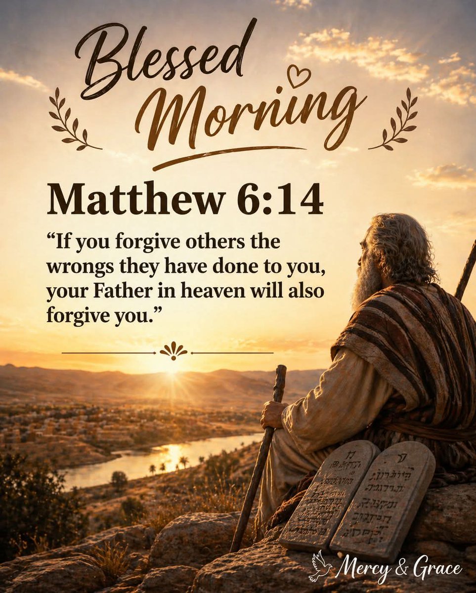 Godwakeupcall's tweet photo. Blessed Morning Everyone π
Matthew 6:14
βIf you forgive others the wrongs they have done to you, your Father in heaven will also forgive you.β
β¨ Start your day with a heart full of forgiveness and grace.
π Mercy & Grace πΏπΆπΌβ€οΈππβοΈ
#BibleVerse #VerseOfTheDay #Matthew614 https://t.co/X5r17NlILS
