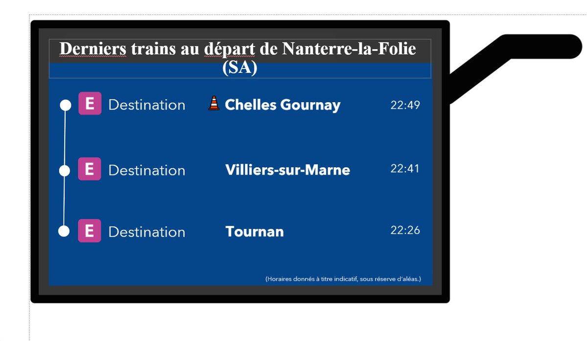 RERE_SNCF's tweet image. 🚧#Travaux #RERE #Weekend 1/4

🗓️ du samedi 02 mai :

⬇ Derniers départs⬇️