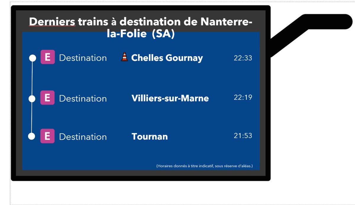 RERE_SNCF's tweet image. 🚧#Travaux #RERE #Weekend 1/4

🗓️ du samedi 02 mai :

⬇ Derniers départs⬇️