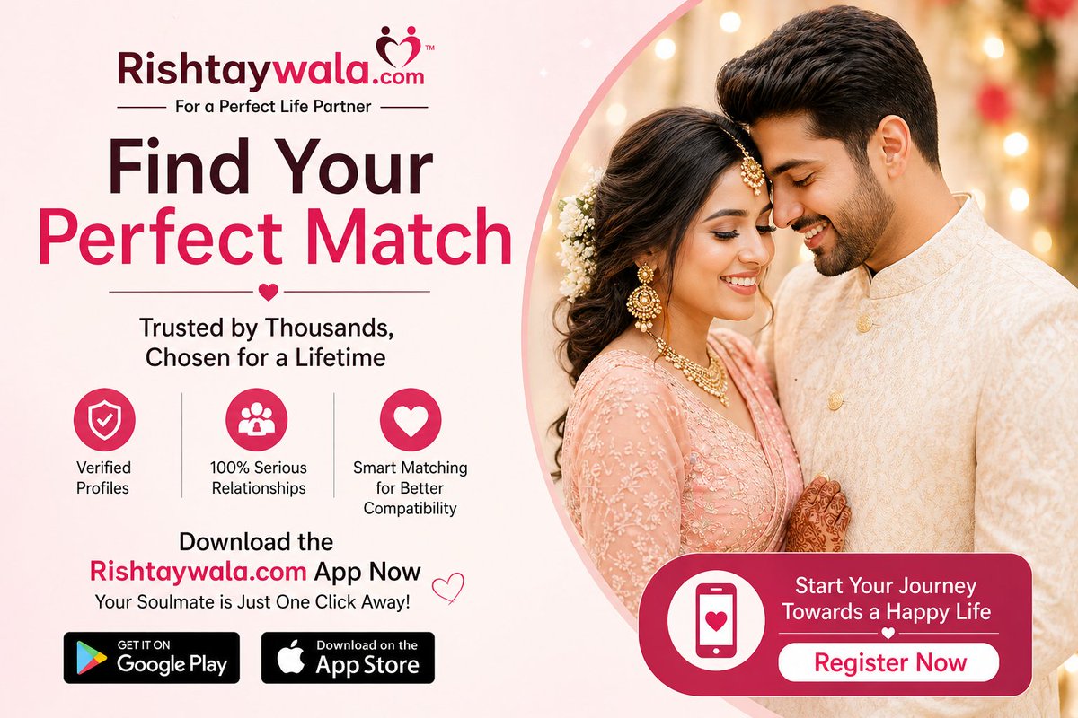 rishtaywala1's tweet image. Stop swiping, start matching for life ❤️

Find your perfect life partner with Rishtaywala.com 💍
✔ Verified profiles
✔ Genuine connections
👉 Join now: rishtaywala.com

#Rishtaywala #Matrimonial #FindLove #IndianWedding #Shaadi #Matchmaking #TrueLove