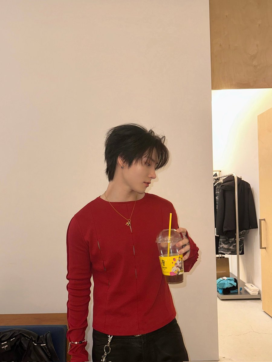 jinueok's tweet photo. Just me and my iced coffee between takes. How about the first concept photo, guys? https://t.co/B82k7IFM4g