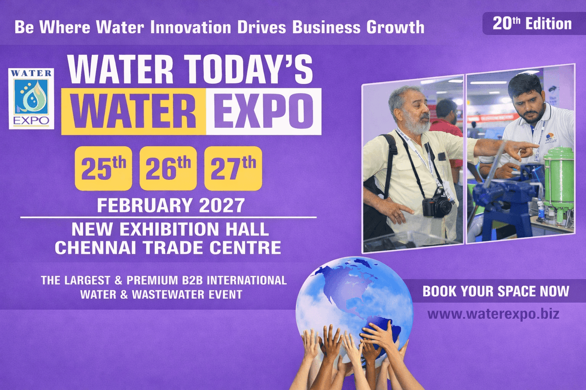 WaterToday101's tweet image. Join Water Today’s WATER EXPO – 20th Edition
25th, 26th &amp;amp; 27th February 2027
Chennai Trade Centre, Nandambakkam
Book now! zurl.co/LBK7d
info@watertoday.org | +91 99446 87163
#WaterExpo #WaterIndustry #Wastewater #B2BExpo #BusinessGrowth #WaterTechnology #WaterToday