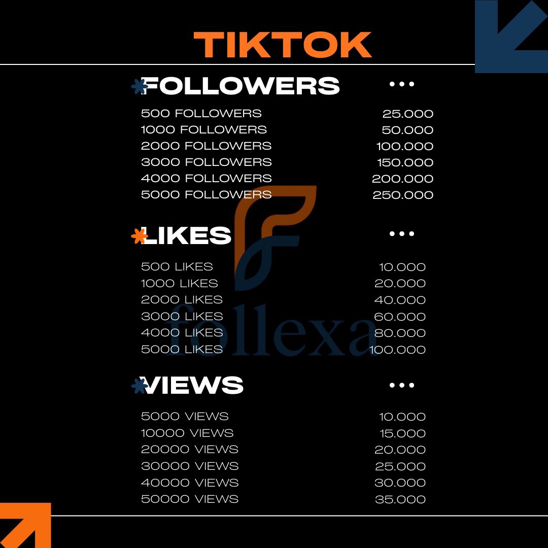 Follexa's tweet photo. FOLLEXA PRICELIST TERBARU!

📌 Instagram, TikTok, Shopee
🔹 Followers Lokal &amp; Luar
🔹 Likes &amp; Views
🔹 Harga mulai dari 10.000 aja!

📲 Gak perlu password
✅ Aman
✅ Bergaransi
✅ Proses cepat

💳 Pembayaran via:
QRIS

Wts wtb instagram tiktok #zonauang https://t.co/CpbAuarjVb