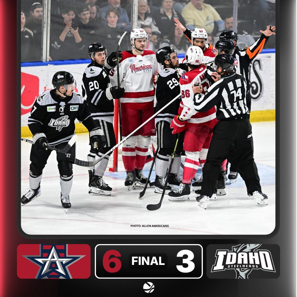 Spartacast1's tweet photo. 🚨 THE RED ARE MOVING ON! 🚨
The Allen Americans are the FIRST TEAM to make it to the second round of the Kelly Cup playoffs - taking down Idaho 6-3!!
THREAD BELOW ⬇️
#GoSensGo #LiveInTheRed @AllenAmericans https://t.co/D6IAaMXHnQ
