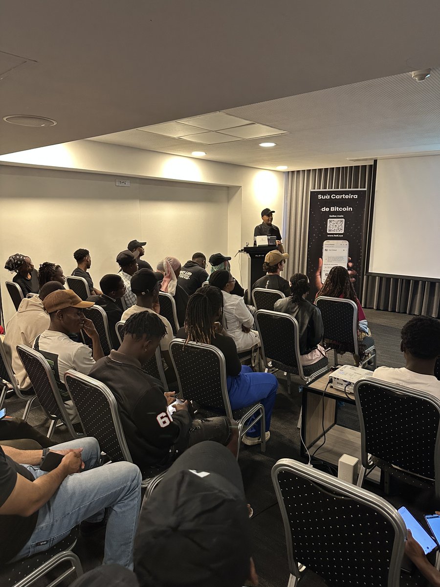 BitcoinFamba's tweet photo. On April 25, 2026, @BitcoinFamba organized a @fedibtc Meetup in Maputo with around 47 people present.
A full room of learning, questions, practical demos, and community discussion around Bitcoin, @fedimint, @fedibtc, privacy, custody, and circular economies.
Proof of work 🇲🇿⚡ https://t.co/BNC9rMwMVp
