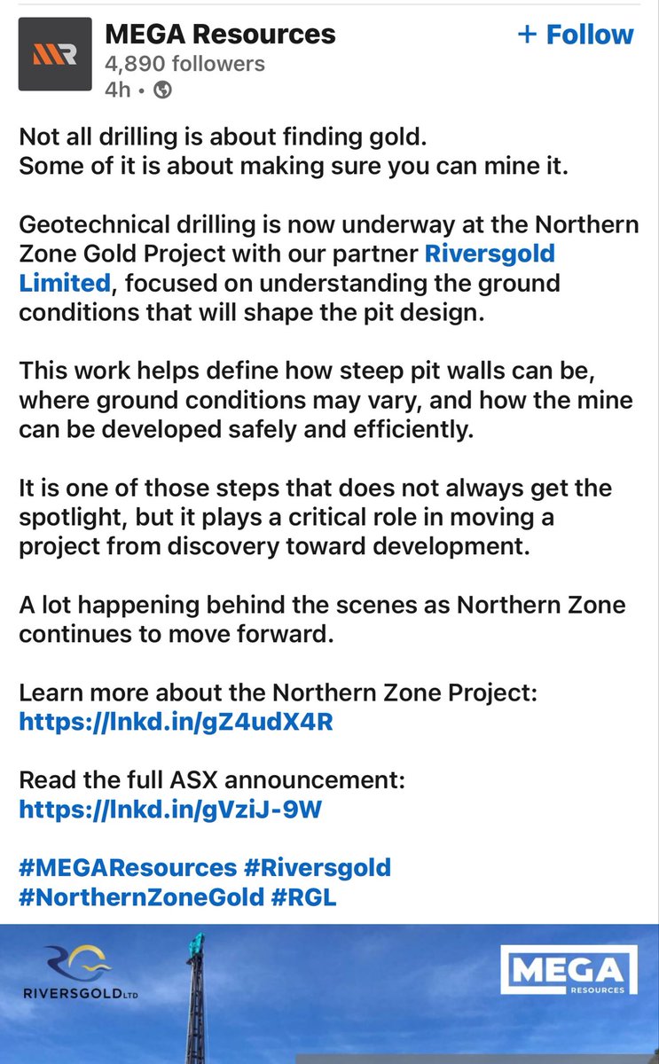 ausstockchick's tweet photo. MEGA Resources post about $RGL

Big things coming for @Riversgold_Ltd this year if this is anything to go by. https://t.co/G5kxDjIZJo