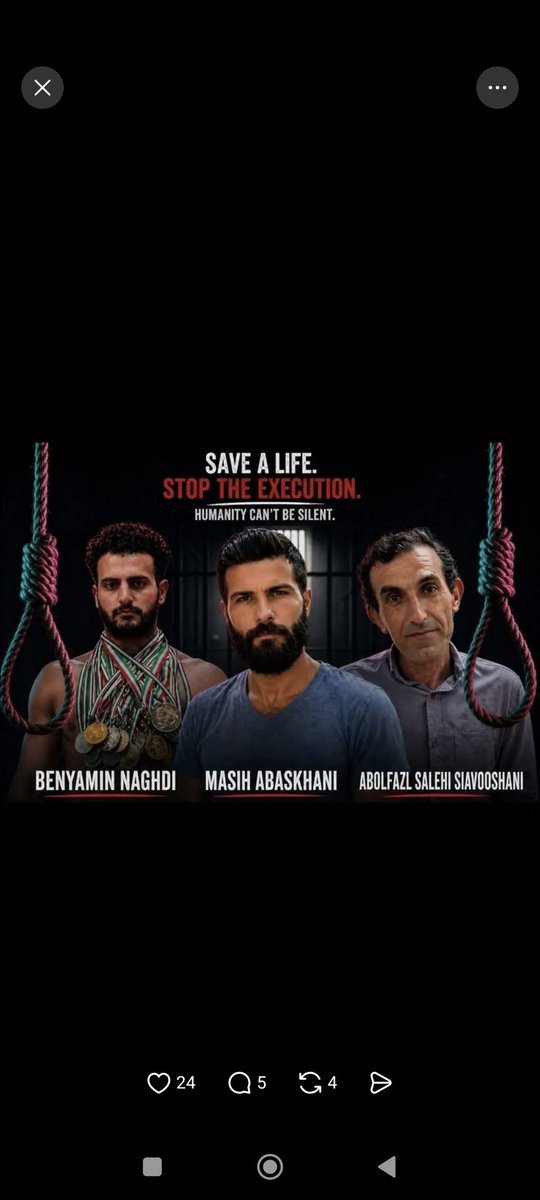 JamilehFS's tweet image. #No to the death penalty
#Benyamin Naghdi
#Mash Abaslhani
#Abolfazl Salehi siavooshani