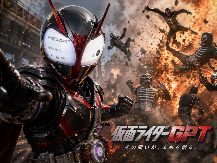 tamecat's tweet photo. 仮面ライダーもAI化しなきゃと思って、仮面ライダーGPTってのを考えたんだけど、いまのトレンドはミュトスなのかー？ https://t.co/JvBcNpYJV5
