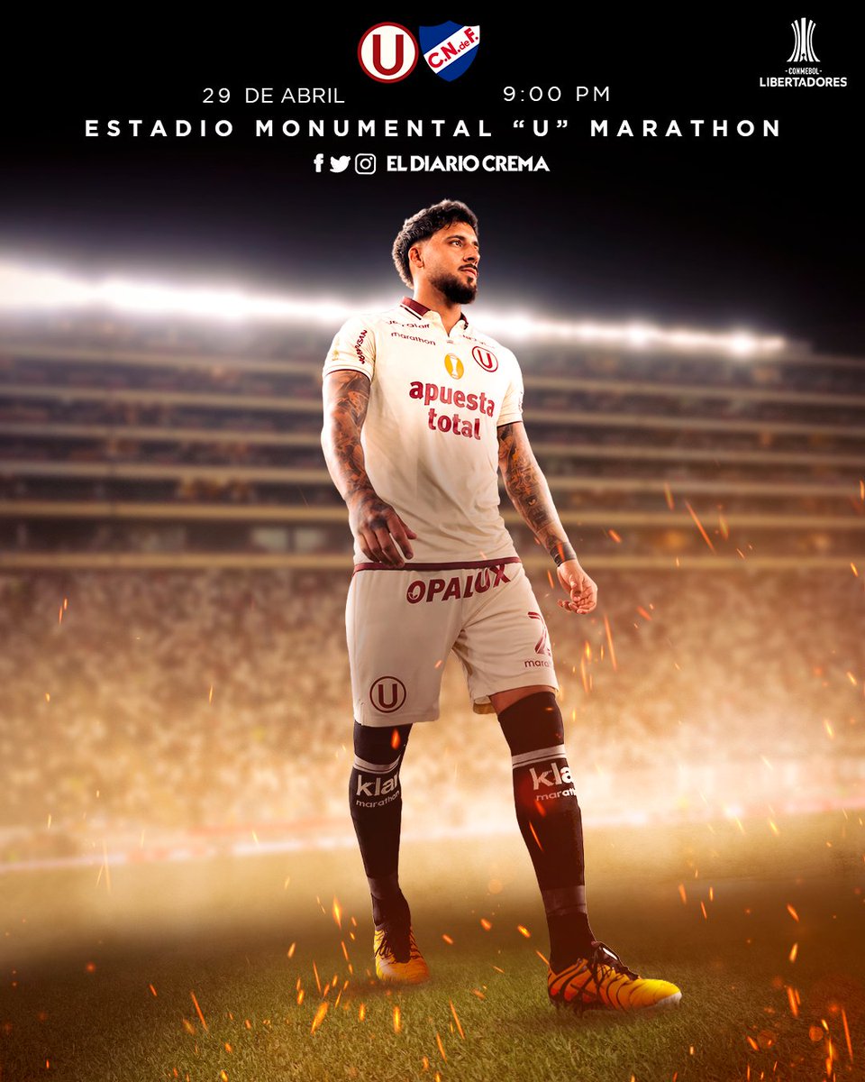 ¡NOCHE DE COPA! ¡A HACER RESPETAR LA CASA! 😤⚔️

🆚️ Nacional 🇺🇾
⏰ 9:00 pm
🏆 Copa Libertadores
📌 Grupo B - Fecha 3
📺 ESPN
🏟️ Estadio Monumental 'U' Marathon

¡MATAR O MORIR! ¡A LⓊCHAR HASTA EL FINAL, CREMAS! 💛❤️💪🏼

🎨 Fabián Zevallos
#YdaleU
#GloriaEterna