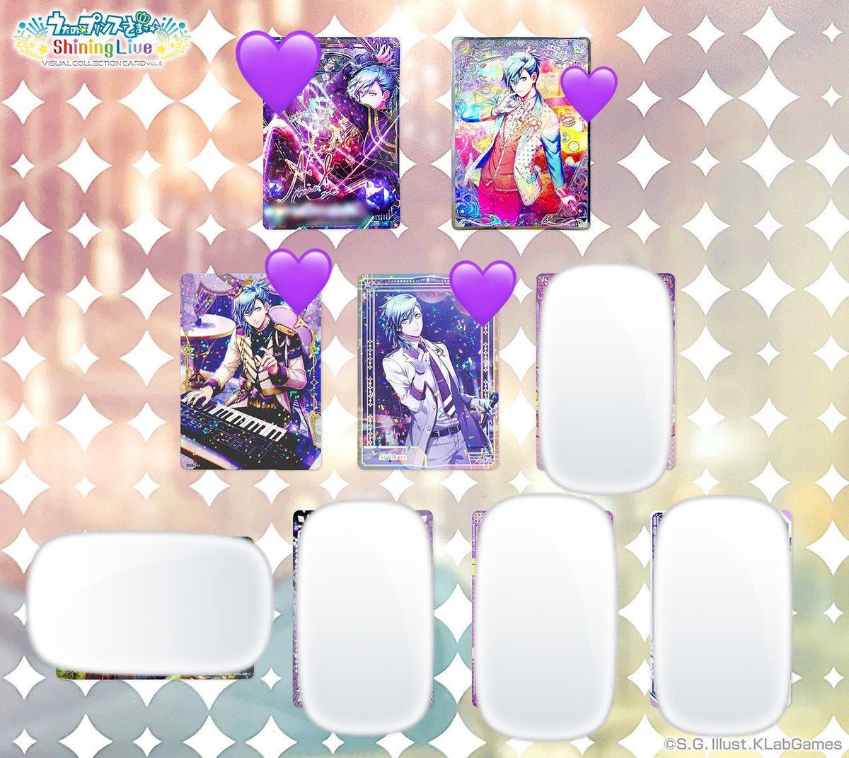 uriharuren's tweet photo. 【交換】うたプリ シャニライ ビジュコレ ビジュアルコレクション Vol.5 SR UR R

譲) 画像1~3 音也 真斗 トキヤ 翔 セシル 蘭丸

求) 画像4 藍

郵送交換希望です。
同レアリティ同士での交換、URは特に追跡機能付き郵便にて発送

よろしくお願いいたします。 https://t.co/cAjb5OPYHV