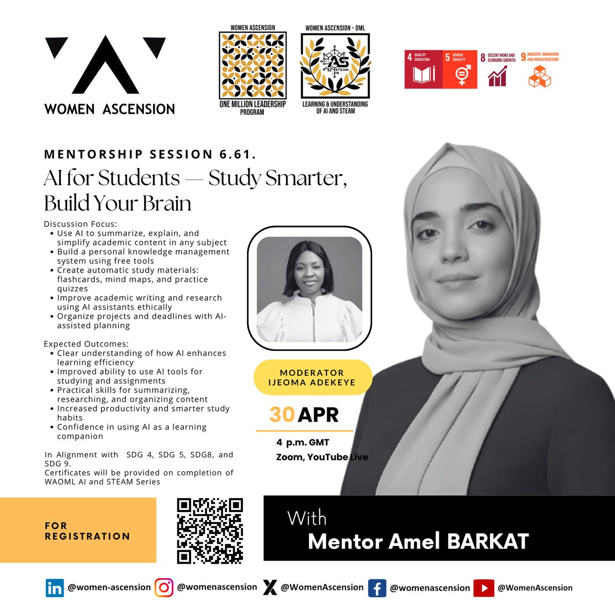 WomenAscension's tweet image. #Women #Empower #InPower #Leadership #WomenAscensionLeadership2030 #AIforStudents #StudySmarter #StudentProductivity #StudyTips #AcademicSuccess #DigitalLearning  #SmartStudy #StudentLife #FutureSkills
#LearningandUnderstandingofAIandSTEAM #WAOML #WomenAscension #Global