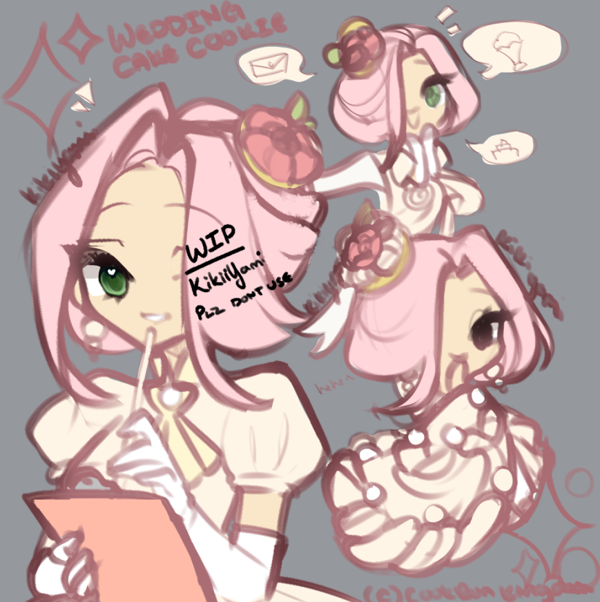 KikiiYami's tweet photo. A little WIP of Wedding Cake Cookie🍰!
I love her design so much, and i love her interaction with black forest cookie! Will probably finish tomorrow.
Drawing her out, she really does remind me of a certain pony...
#cookierunkingdom #weddingcakecookie #fanart https://t.co/hw5n03SCTf