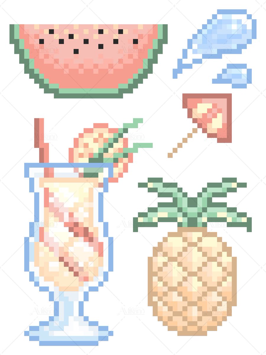 AMikano23's tweet image. It's summertime
let's have some fresh drink!🍹✨
#pixelart #summer #smallartists