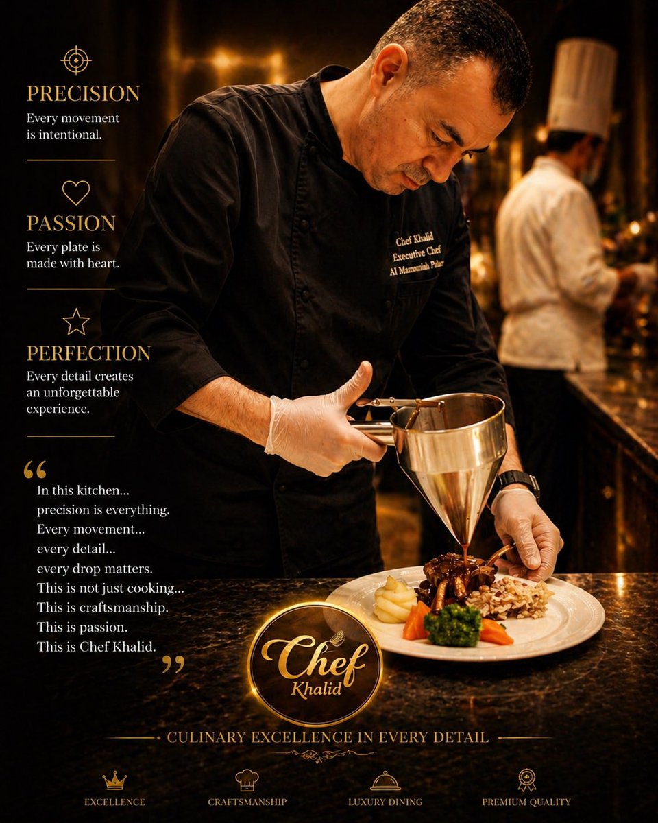 ChefKhalid's tweet photo. Precision is not a choice… it’s a signature.
#ChefKhalid
#ExecutiveChef
#CulinaryExcellence
#PrecisionCooking
#LuxuryCuisine https://t.co/2TTi1cgQHy