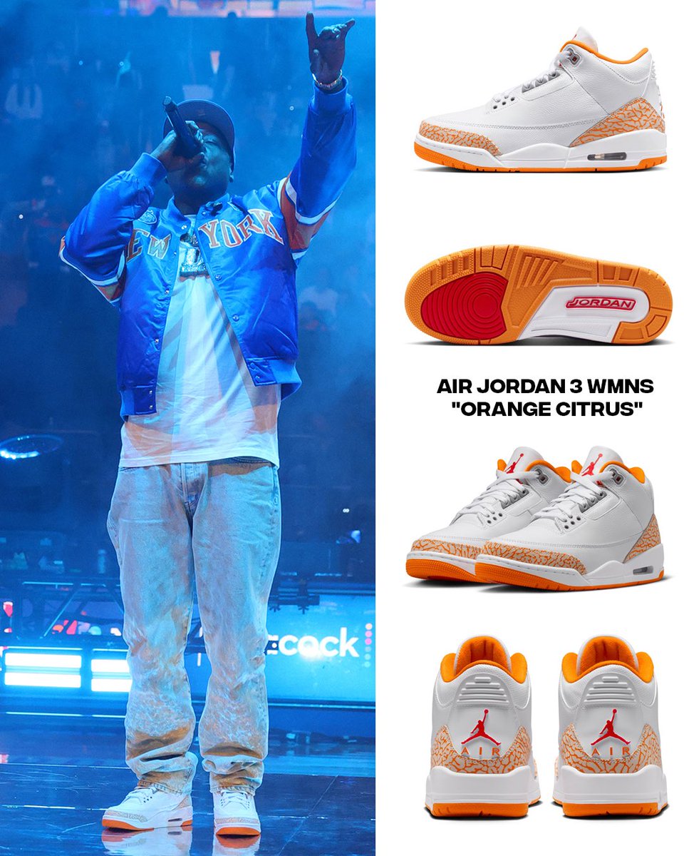 ComplexSneakers's tweet image. Jadakiss performed during halftime for Game 5 at MSG wearing the Air Jordan 3 WMNS “Orange Citrus”, currently expected April 30th for $205 retail 🍊👟

Will the AJ3 “Orange Citrus” be a COP or a DROP for you? 

📷: @GettyImages