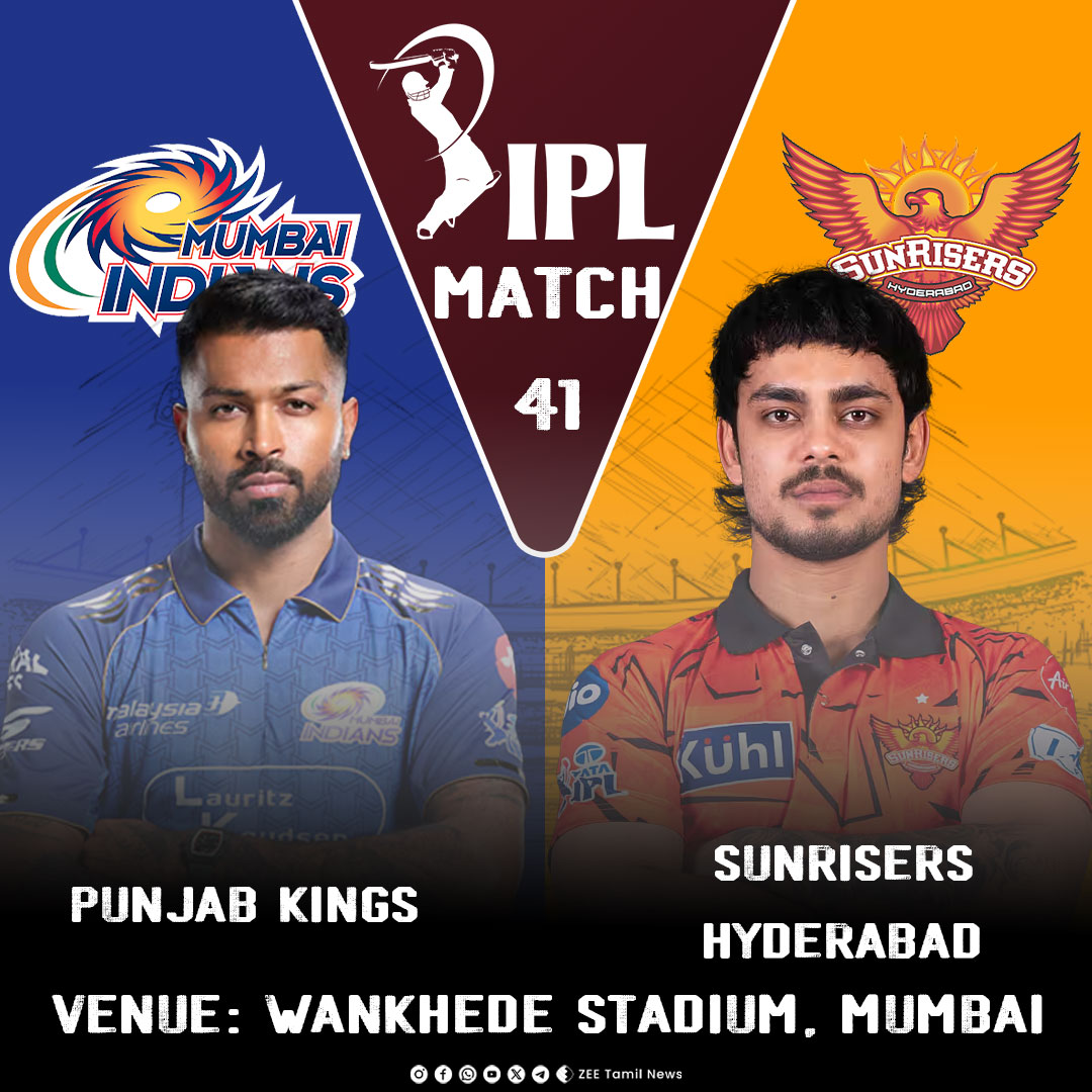 ZeeTamilNews's tweet photo. #SportsUpdate | இன்று... MIvsSRH
#ZeeTamilNews | #IPL2026 | #MIvsSRH | #Match41 https://t.co/2pqhfjVHbB