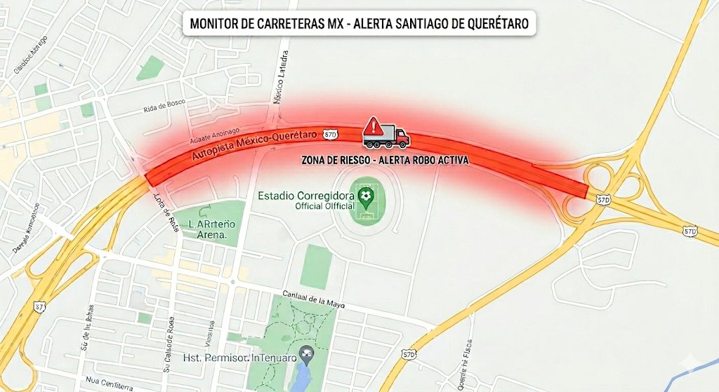 Monitorcarrete1's tweet photo. 🚨 Buenas noches, paso alerta de zona de riesgo activa en Santiago de Querétaro.

Pasa reporte un coleguita que vio la acción. 
Posiblemente ya ni esté en la zona. Por si lo ven tirado por ahí.

Remolque 691914 - Placas 082YF4
Ubicación reportada: 20.5805048, -100.3694968
A la altura del Estadio Corregidora.

El coleguita no se sabe.

Cualquier apoyo al 911.
Gracias.

#MonitorDeCarreterasMx #Queretaro #AlertaRobo
#RobodeCarga