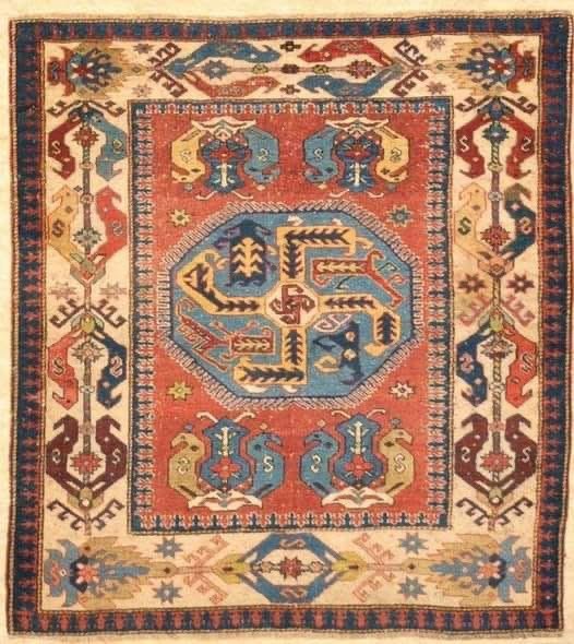 17th Century old Armenian carpet with Swastika pattern