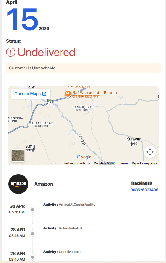 SareesUniform's tweet photo. @ShiprocketIndia docket no 368526373498 booked on 10-04-2026 to Arihant International School, Infront of saras dairy, jodhras railway crossing, near tirumala temle, jeepiya(lakshmipura), Bhilwara - 311401, Raj is not delivered.

Kindly take this consignment delivery on priority. https://t.co/oHaWcZ95Nf