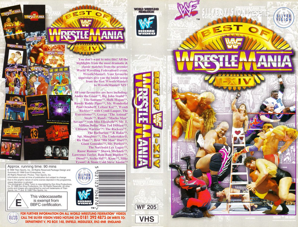 WWFWrestling1's tweet image. Silver Vision presents Best of WrestleMania I-XIV on video cassette! 📼 #WWF #WWE #Wrestling #WrestleMania