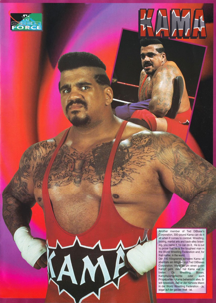WWFWrestling1's tweet photo. Profile of Kama from the 1995 WWF Tour de Force Programme. #WWF #WWE #CharlesWright #Kama https://t.co/4qiY30nX6x