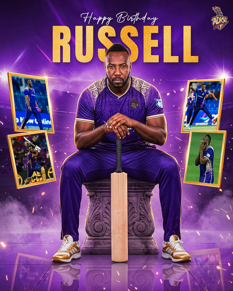 ADKRiders's tweet photo. One man. Infinite impact. 💜

Happy Birthday to our game-changer 💥

Andre Russell | #WeAreADKR | #AbuDhabiKnightRiders https://t.co/qnrUkvBxaO
