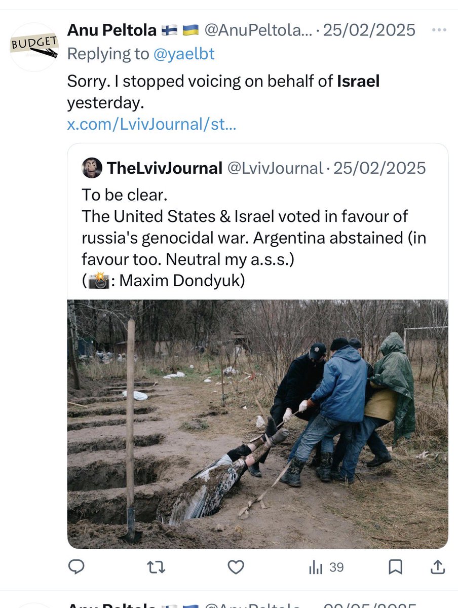 DennisMitzner's tweet photo. Käänsit selän jo yli vuosi sitten, julkisesti. Et tehnyt sitä ”nyt”. Miksi siis väität näin?

Et myöskään tiedä, mistä puhut. Harvoin olen nähnyt yhtä vahvaa kaksoisstandardia kuin ottaa Israelin tikunnokkaan Venäjä-asiassa. Siis maan, joka on auttanut Ukrainaa, heikentänyt Venäjän sotilaallista kykyä, ostaa Venäjältä 4x Suomea vähemmän ja on lisäksi myynyt Suomelle kriittisiä puolustusjärjestelmiä.

Joskus tunne vain on järkeä väkevämpi.