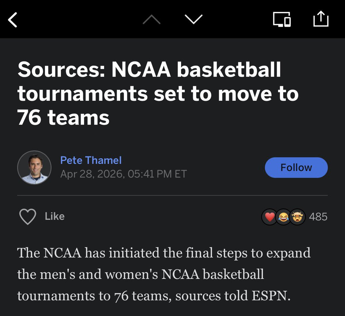 whitechoc_1969's tweet photo. Fixing what’s not broke. What a shame. What’s happening to the college basketball we know and love? #MarchSadness https://t.co/thNDx0BXzW