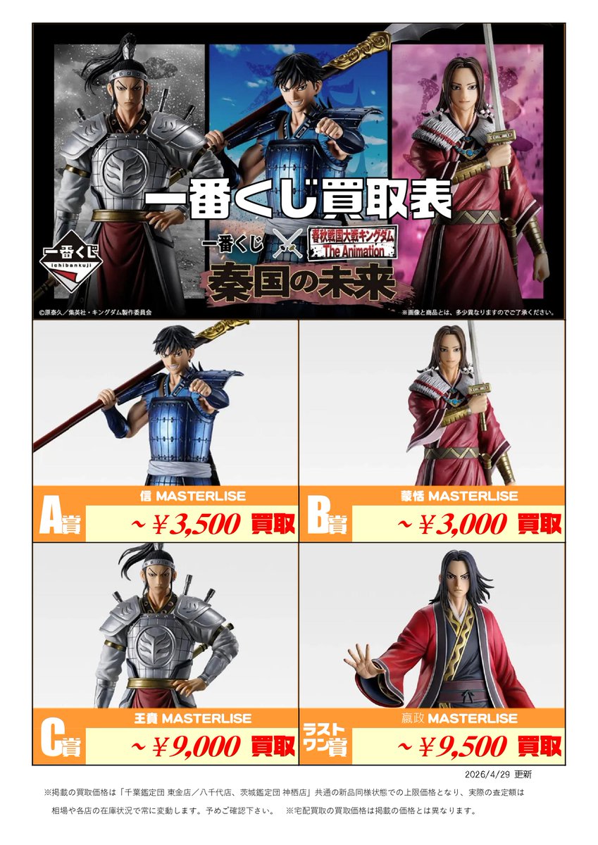 新作くじ 買取表更新📣4/29付 ＼ 一番くじ ∟ジョジョの奇妙な冒険 The