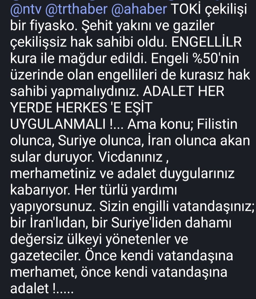 HALLZER15's tweet photo. @mesutyar @rterdogan @muratkurum @Fulyaozturkfan @haberturk @tv100com @haberglobal @ntv @trthaber @ahaber @mfarukaksoy TOKİ ÇEKİLİŞİNDEKİ FİYASKO !... Vicdan, merhamet ve adalet yok. 500.000 konuta ilave var ama engelli vatandaş yine vatandaş olarak kabul görmüyor !...... https://t.co/lnRVQTKKOz