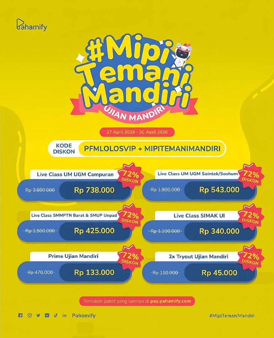 lunariastore's tweet photo. 🔥 Ujian Mandiri di depan mata!

Belajar lengkap + tryout + pembahasan, semua udah siap bantu kamu LOLOS 💯
Sekarang diskon hingga 72% - harga makin hemat!

Gunakan:
👉 PFMLOLOSVIP
👉 MIPITEMANIMANDIRI

⏳ Cuma 1 hari lagi!

utbk pahamify day 9 sesi 1 mandiri snbt https://t.co/1XbZfQBUN5