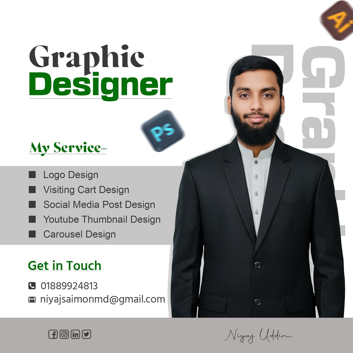 NiyajSaimo93591's tweet image. 📷 Professional Graphic Design Services Logos • Social Media • Branding ,Creative &amp;amp; modern designs to grow your business,DM for order #GraphicDesign #LogoDesign #Branding #SocialMediaDesign #Freelancer #DesignServices
