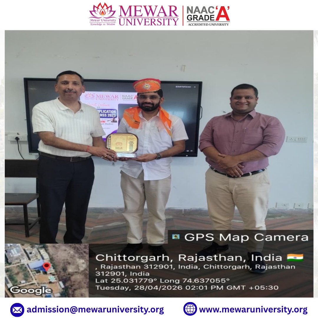 universitymewar's tweet photo. ⚖️ The Faculty of Legal Studies, #MewarUniversity successfully organized an insightful #GuestLecture on “Bail Application under BNSS, 2023” on 28 April 2026 as part of the #ValueAddedCourse (VAC) on Basics of Legal Drafting.

#FacultyOfLegalStudies #LegalEducation #BNSS2023 #Law https://t.co/hbcrZwjEvb
