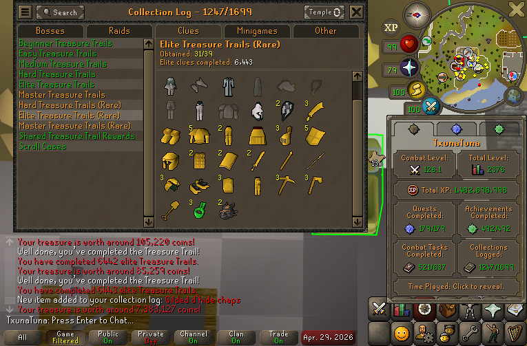 TxunaTuna's tweet image. All Gilded Complete literally few minutes later LMAOOOOOO #osrs #oldschoolrunescape