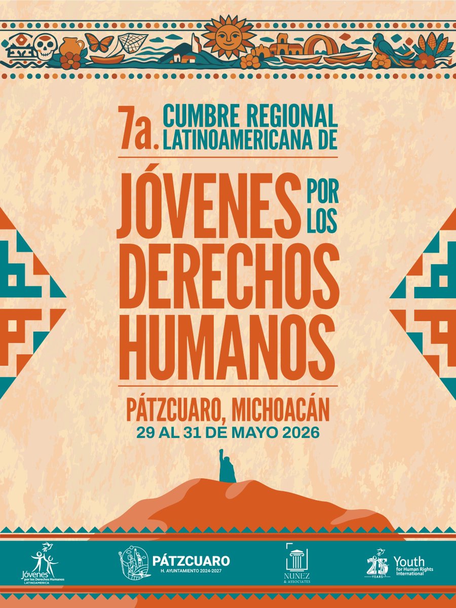 JDHMex's tweet photo. ¡¡¡ Este 2026 regresa la Cumbre Regional Latinoamericana de Jóvenes por los Derechos Humanos !!!

Del 29 al 31 de Mayo tendremos la 7a Edición de nuestra Cumbre. 

La sede será la hermosa ciudad de Pátzcuaro, Michoacán. 🦋 1/3 https://t.co/zpgKQ4xebq
