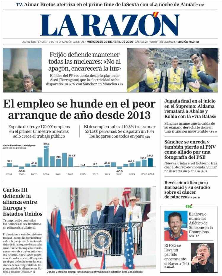 La destrucción de empleo dobla la de hace un año, con 231.500 parados más y la tasa de paro repunta al 10,83% en el primer trimestre
En un trimestre marcado por la estacionalidad, la ocupación bruta disminuyó en 170.000 personas en el arranque de año, según la EPA