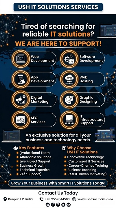 ushitsolutions's tweet image. Looking for a one-stop IT partner in Kanpur? Ush IT Solutions has you covered:
✅ Web &amp;amp; App Development ✅ Custom ERP &amp;amp; CRM Systems ✅ SEO &amp;amp; Digital Growth ✅ Industrial IT Training
Reliable technology to scale your vision.
#KanpurTech #ITServices #DigitalTransformation #Coding