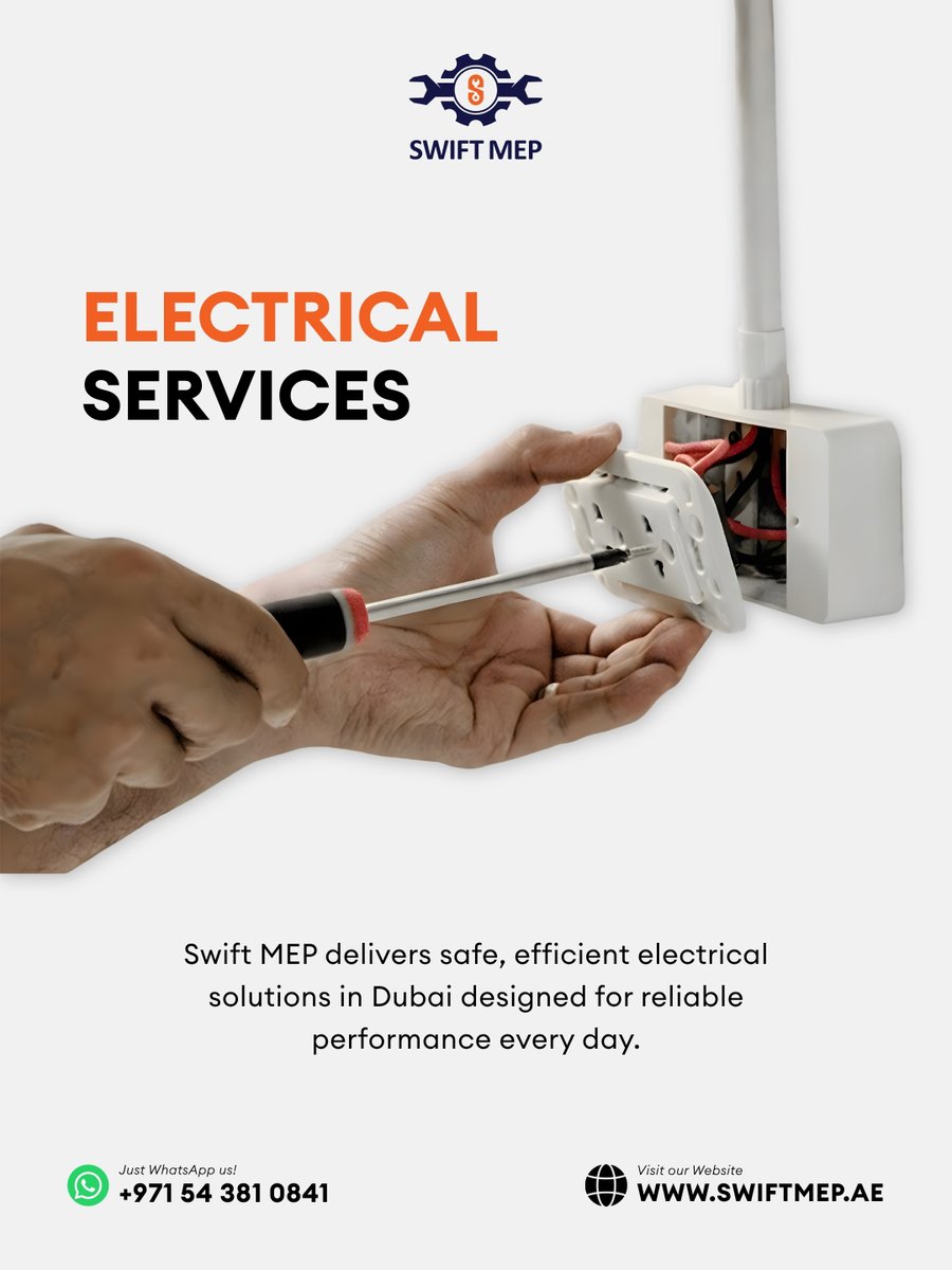 Swiftmep's tweet image. Flickering lights? Tripping breakers? Faulty sockets?
Don't ignore the signs your home is telling you something
Swift MEP certified electricians cover everything 
Safe. Efficient. Reliable. Every time
WhatsApp: +971 56 747 3294
swiftmep.ae/electrical-ser…
#ElectricalServices #Dubai