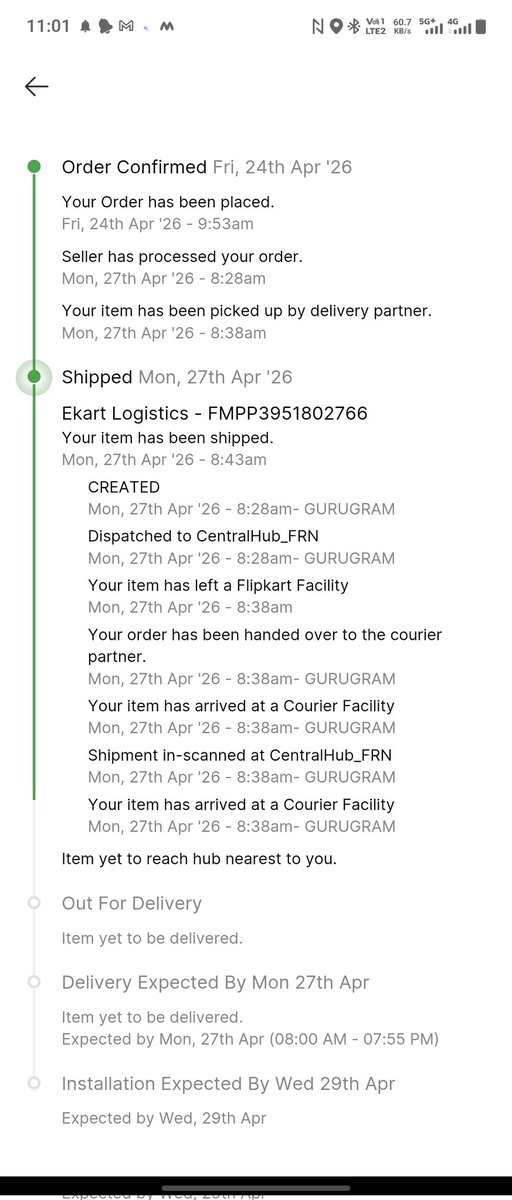 Amanbundeli's tweet photo. @flipkartsupport @Flipkart when I can expect this delivery. Is should be delivere on 27th https://t.co/ykkaZ3v2Df