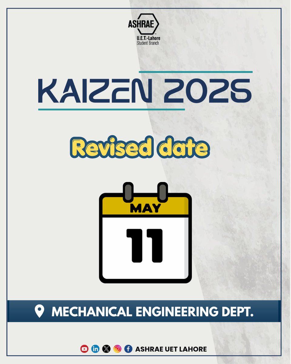 ashraeuetlhr's tweet image. Deadlines refine progress.
KAIZEN 2025 gives you another chance to lead, learn, and prove yourself. Step forward and make it count.
Register Now: forms.gle/F7CJSjrRW7MXEd…

#KAIZEN2025 #Lead #Excel #Explore