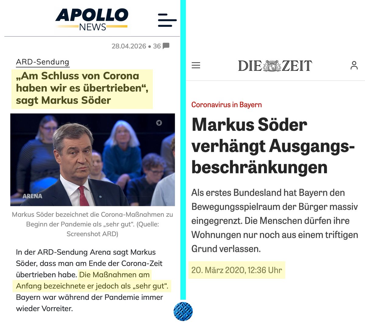 hori_____zont's tweet photo. @SHomburg 20.03.2020 >>>
„Als erstes Bundesland hat Bayern den Bewegungsspielraum der Bürger massiv eingegrenzt. Die Menschen dürfen ihre Wohnungen nur noch aus einem triftigen Grund verlassen.“ https://t.co/TXcg4ONsA5