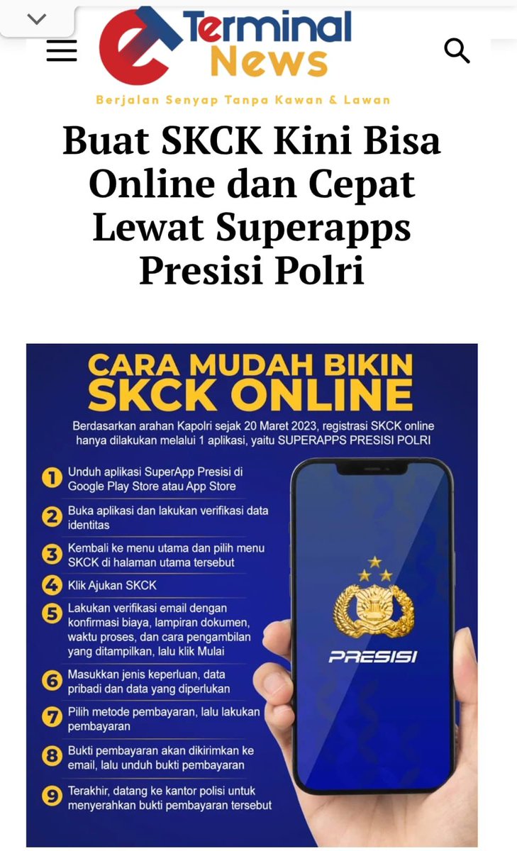 Larass2121's tweet photo. Polri berikan Upaya Mempermudah Akses Masyarakat dalam #BerikanPelayananPrima seperti pembuatan skck yg sekarang bisa dilakukan secara online dan mudah https://t.co/47rHfRZYnZ