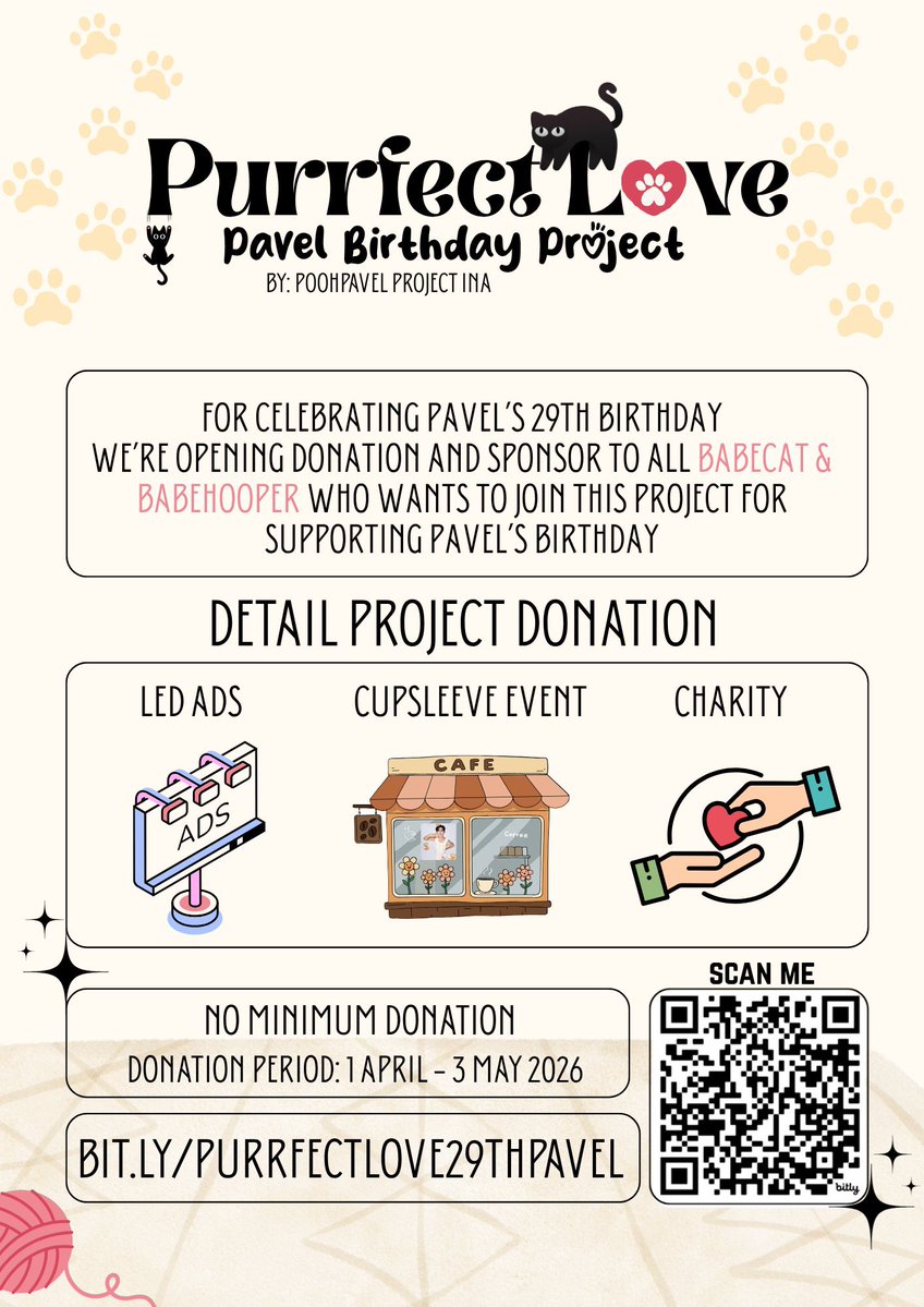 BabeCats &amp; BabeHooPers Indonesia Project 😼🇮🇩

From us to meng pew <a href="/pavelphoom/">pavelphoom</a> 🫶🏻

1. Money Bucket (2 meters - design by <a href="/megurokimong/">kimong</a>) &amp; Birthday Cake (Details will be shared soon~) 

Donations collected: Rp 9,519,000
(still open until April 30th)

2. Birthday Photo Booth Frame